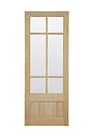 2 panel 6 Lite Glazed Clear pine LH & RH Internal Door, (H)1981mm (W)762mm (T)35mm