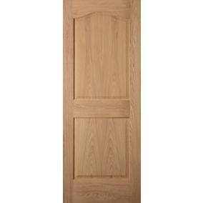 2 panel Arched Oak veneer Internal Door, (H)1981mm (W)610mm (T)35mm
