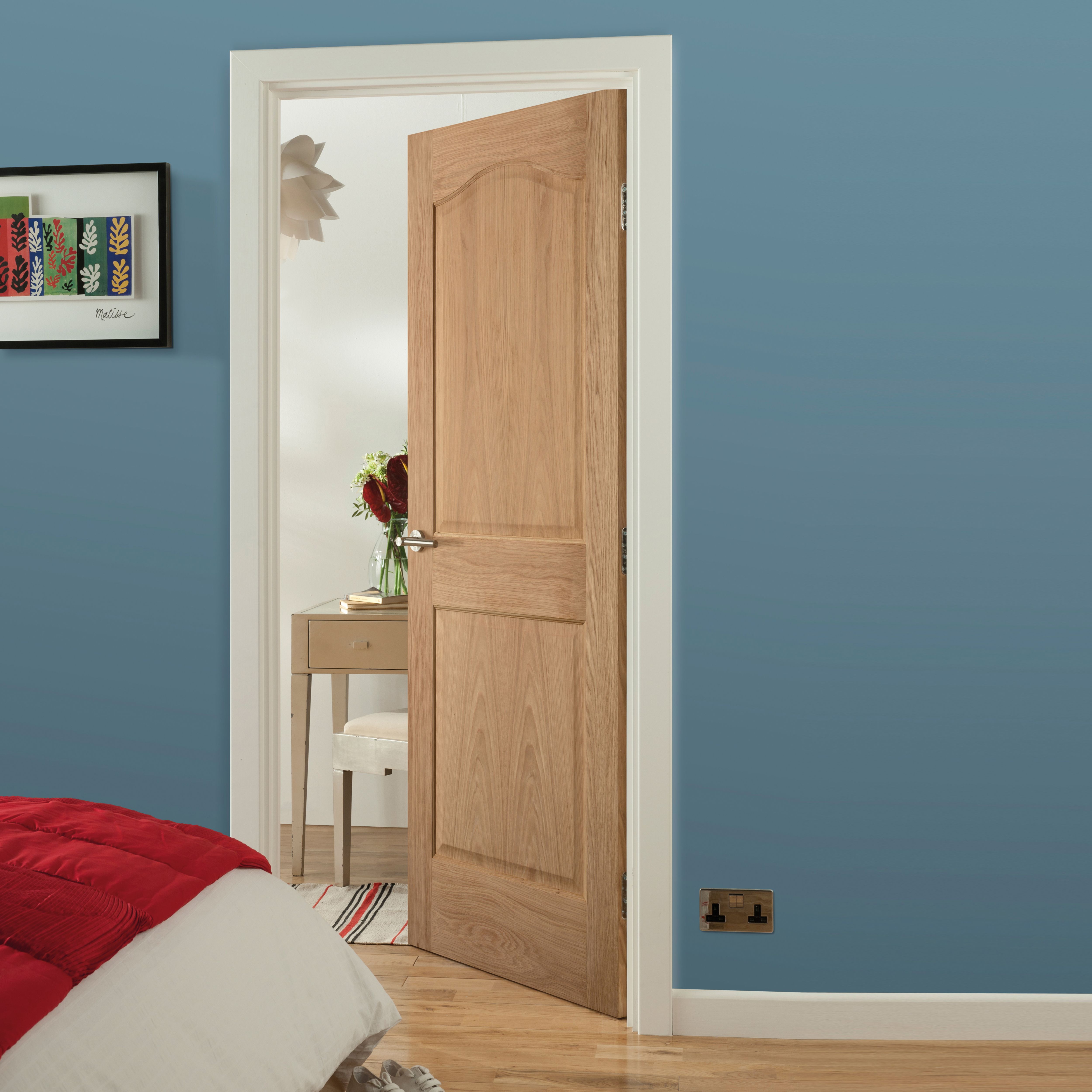 2 Panel Arched Oak Veneer LH & RH Internal Door, (H)1981mm (W)610mm ...