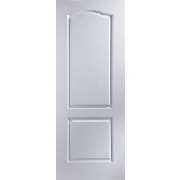 2 panel Arched Pre-painted White Woodgrain effect LH & RH Internal Door, (H)1981mm (W)762mm (T)35mm