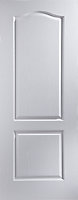 2 panel Arched Primed White Woodgrain effect LH & RH Internal Door, (H)1981mm (W)610mm (T)35mm