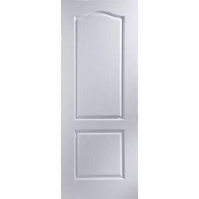 2 panel Arched Primed White Woodgrain effect LH & RH Internal Door, (H)1981mm (W)686mm (T)35mm