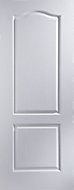 2 panel Arched Primed White Woodgrain effect LH & RH Internal Door, (H)1981mm (W)762mm (T)35mm