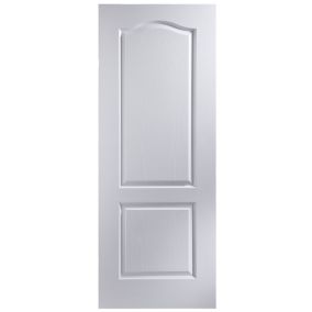 2 panel Arched Primed White Woodgrain effect LH & RH Internal Fire Door, (H)1981mm (W)762mm