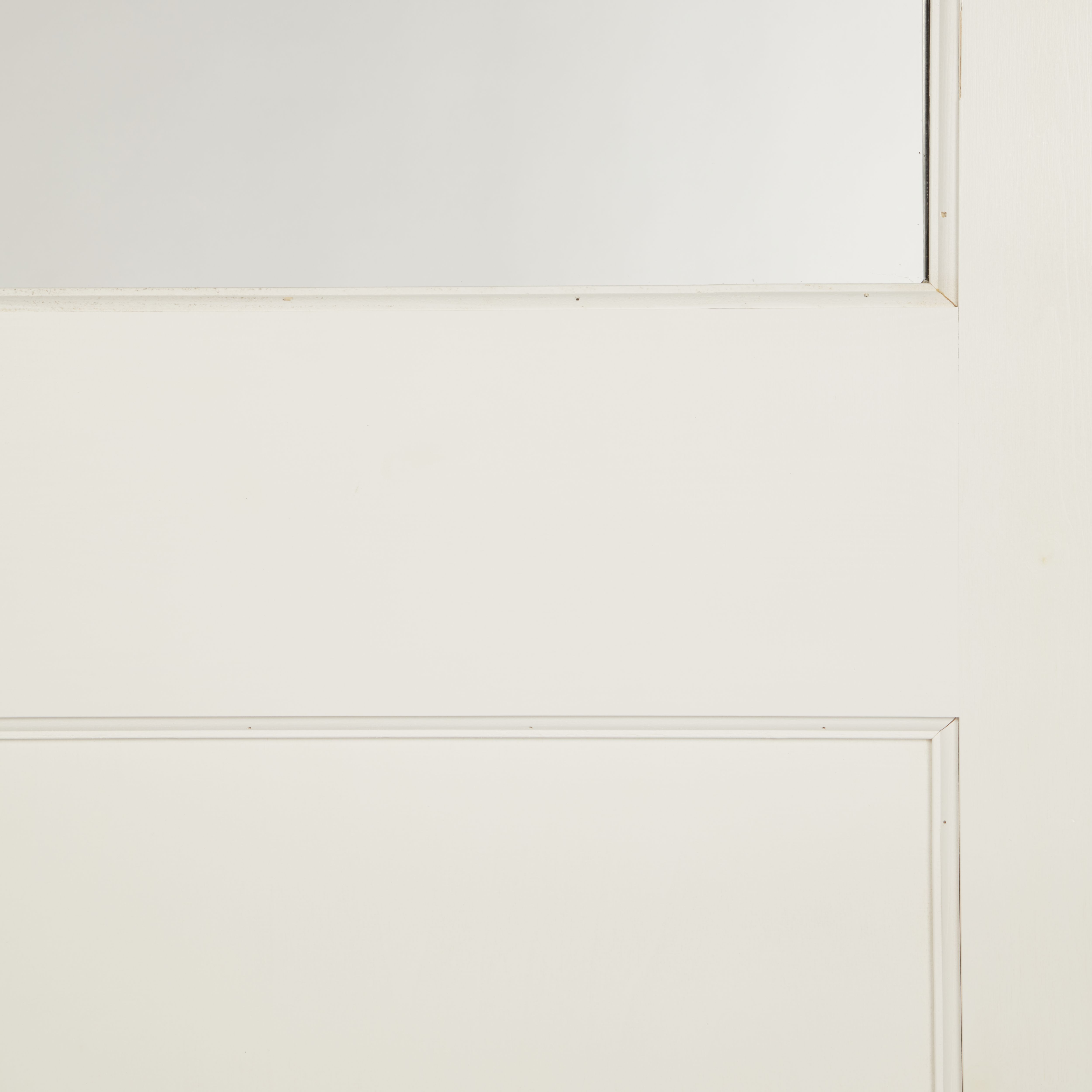 2 panel Clear Glazed Shaker White Wooden Pine veneer Reversible Swinging External Panel Back door, (H)1981mm (W)838mm