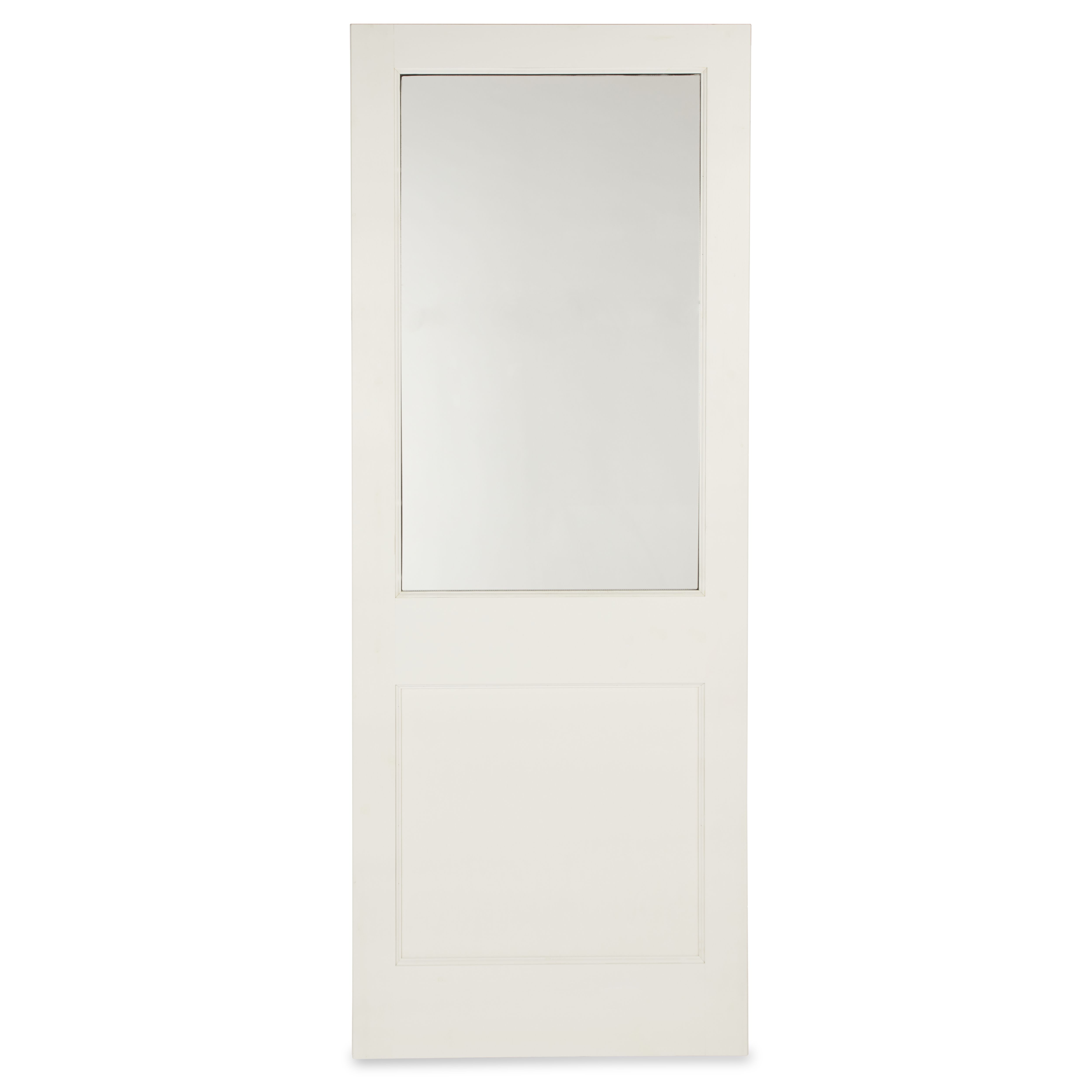2 panel Clear Glazed Shaker White Wooden Pine veneer Swinging External Panel Back door, (H)1981mm (W)838mm