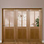 2 panel Clear Glazed Timber Oak veneer Internal Folding Door set, (H)2035mm (W)2146mm