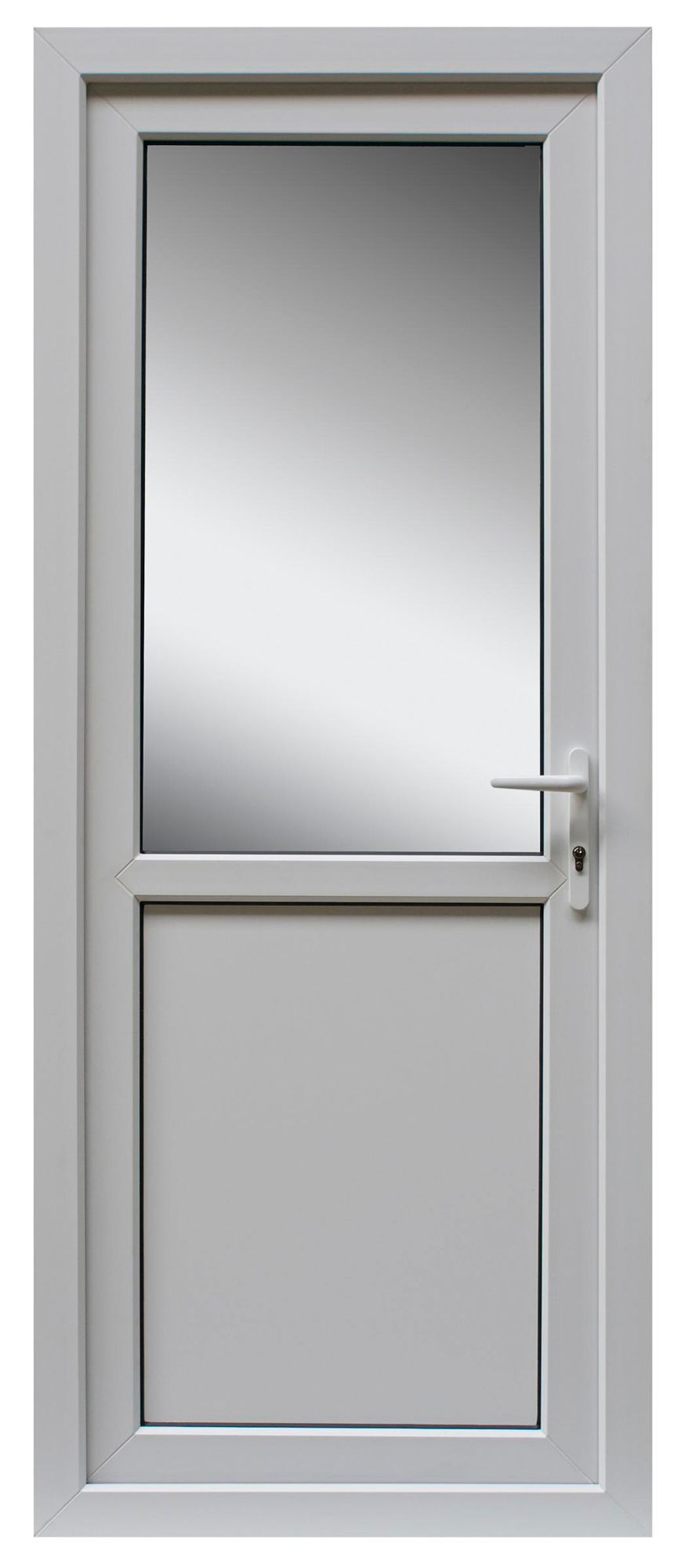 2 panel Frosted Glazed Industrial White LH External Back Door set, (H)2055mm (W)840mm