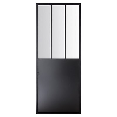 2 Panel Glazed Industrial Black Powder, Industrial Style Metal Sliding Doors