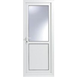 2 panel Glazed White uPVC RH External Back Door set, (H)2055mm (W)920mm