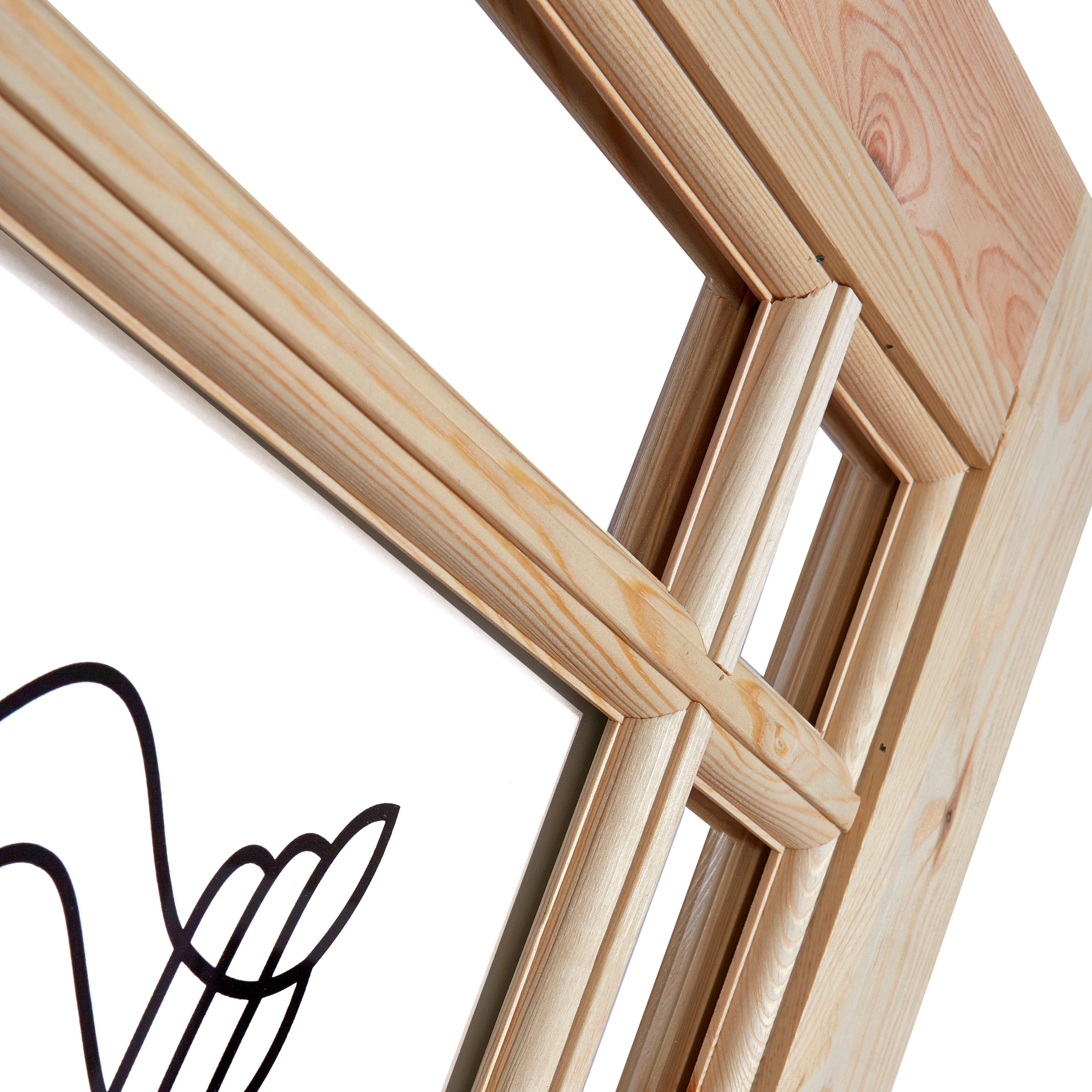 2 panel Screen-printed Glazed Contemporary Internal Knotty pine Door, (H)2032mm (W)813mm (T)35mm