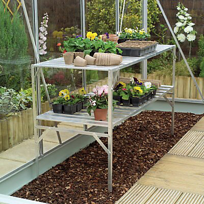 2 Tier Greenhouse Staging Diy At B Q, Greenhouse Shelving Systems