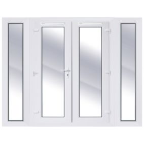 2 x 300mm sidelights Clear Glazed White uPVC External French Door set, (H)2090mm (W)2390mm