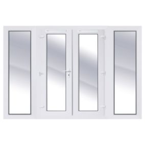 2 x 600mm sidelights Clear Glazed White uPVC External French Door set, (H)2090mm (W)2390mm