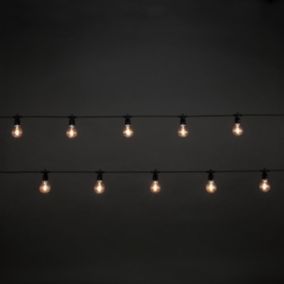 20 Warm white Bulb LED String lights with Black cable