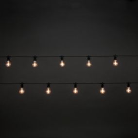 20 Warm white Bulb LED With timer function Festoon lights with 18m Black cable