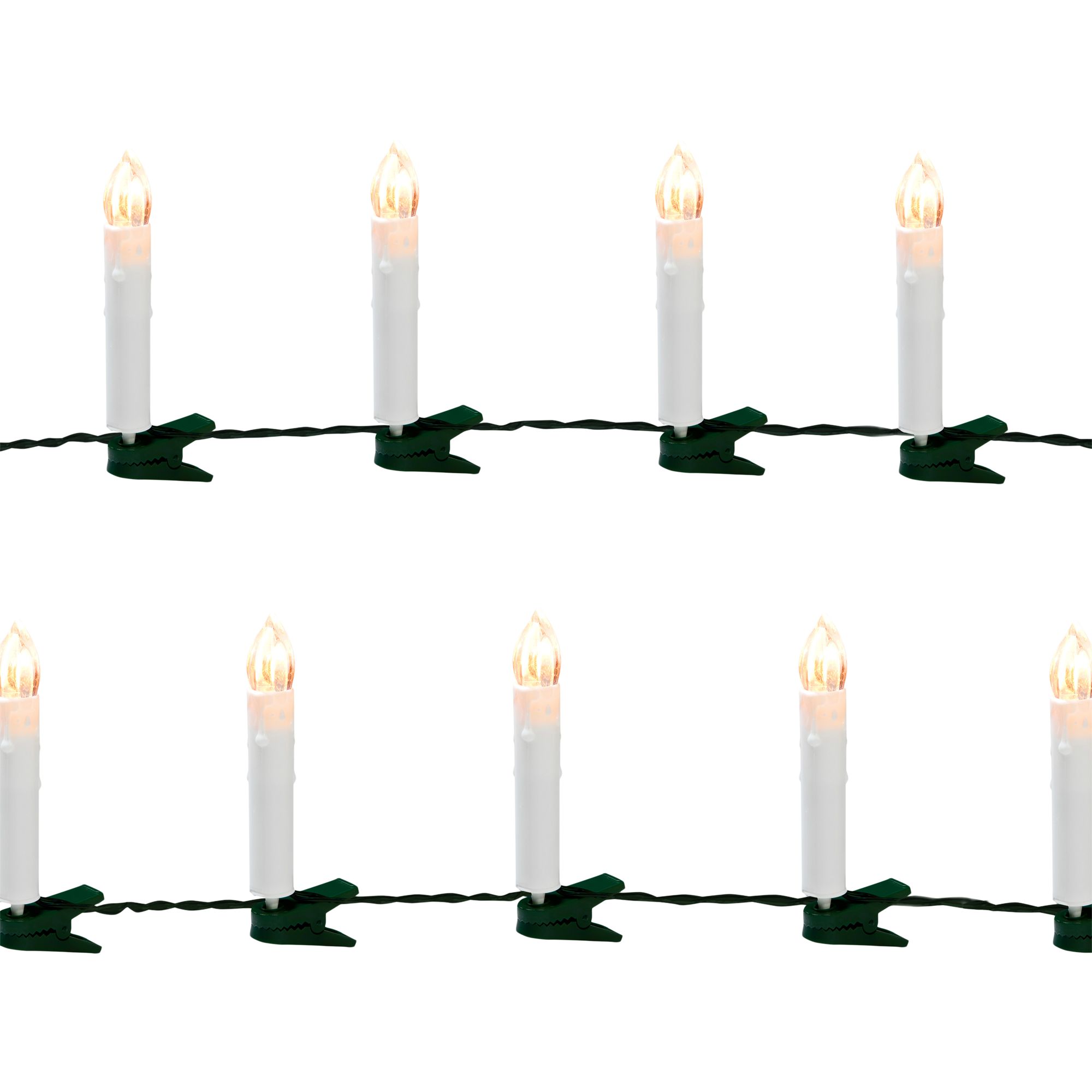 20 Warm white Candle LED String lights With timer function Green cable