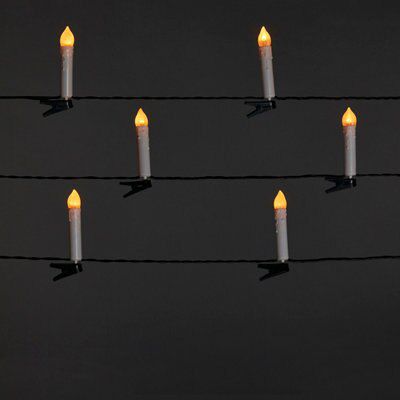 20 Warm white Candle LED String lights With timer function Green cable