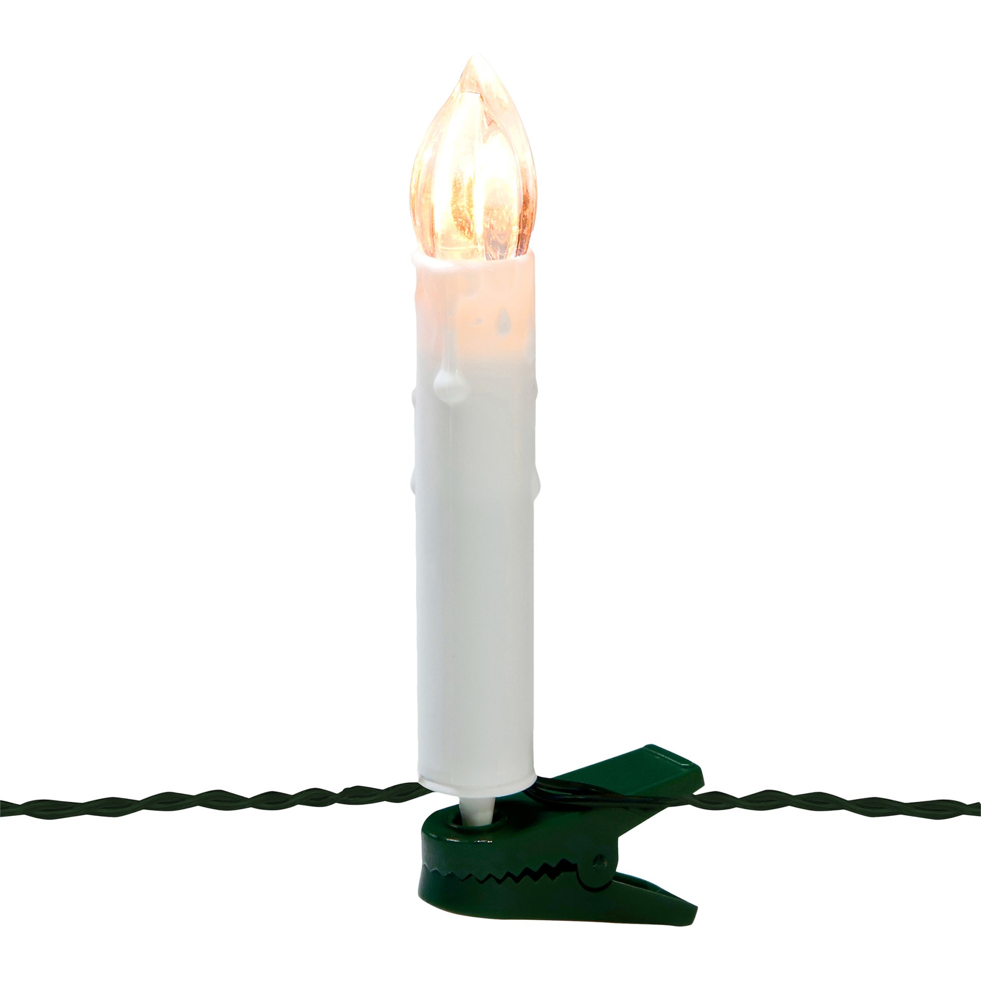 20 Warm white Candle LED String lights With timer function Green cable