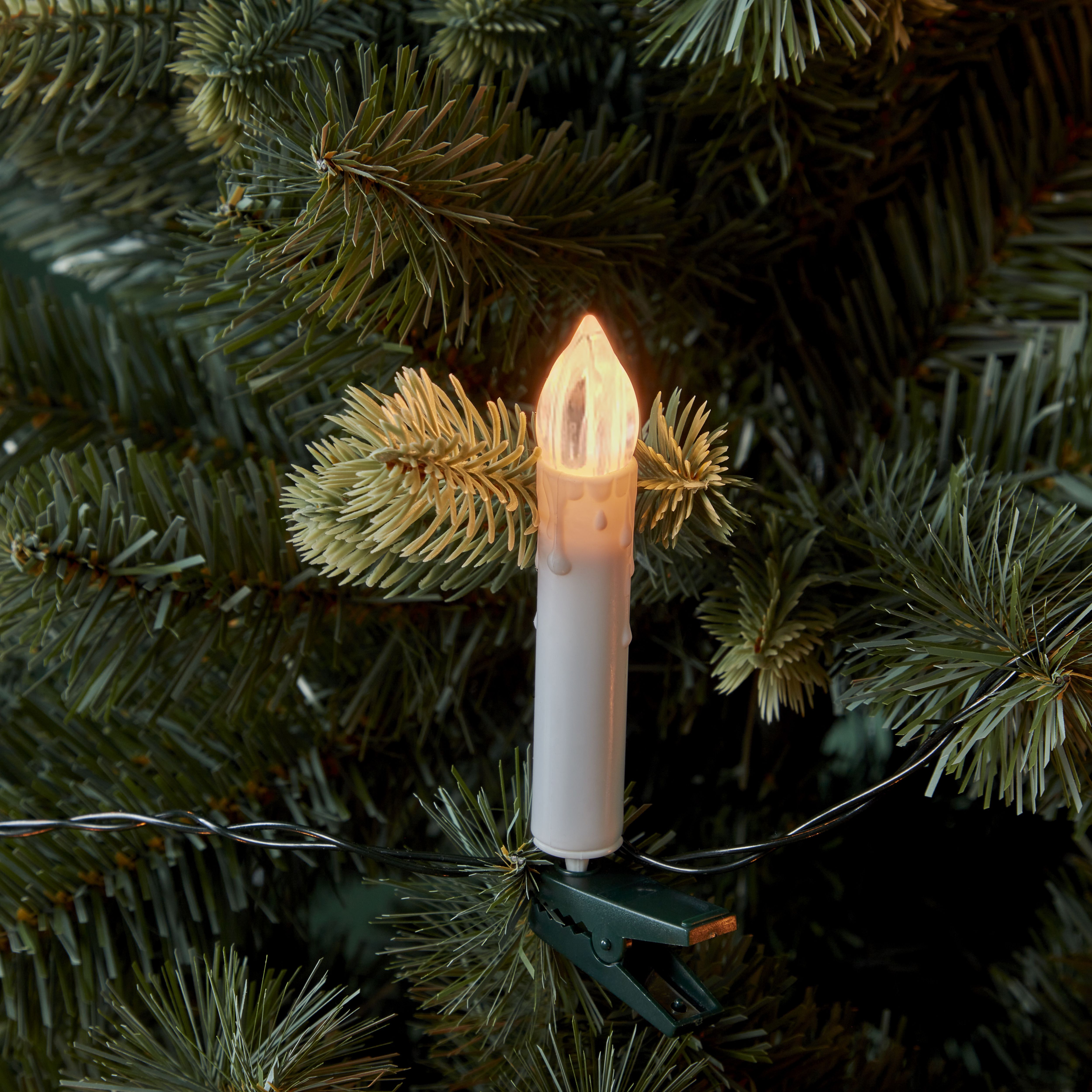 20 Warm white Candle LED String lights With timer function Green cable