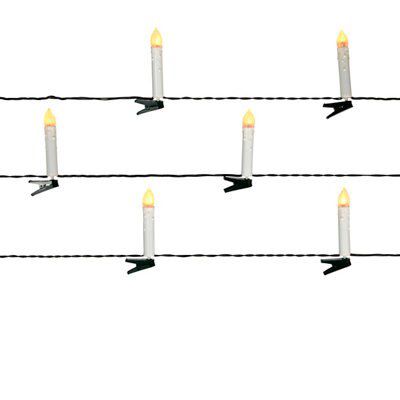 20 Warm white Candle LED With timer String lights Green cable