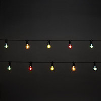20 Warm white Festoon Connectable multicoloured LED String lights Black cable