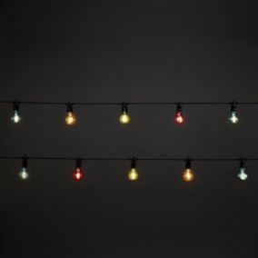 20 Warm white Festoon Connectable multicoloured LED String lights Black cable