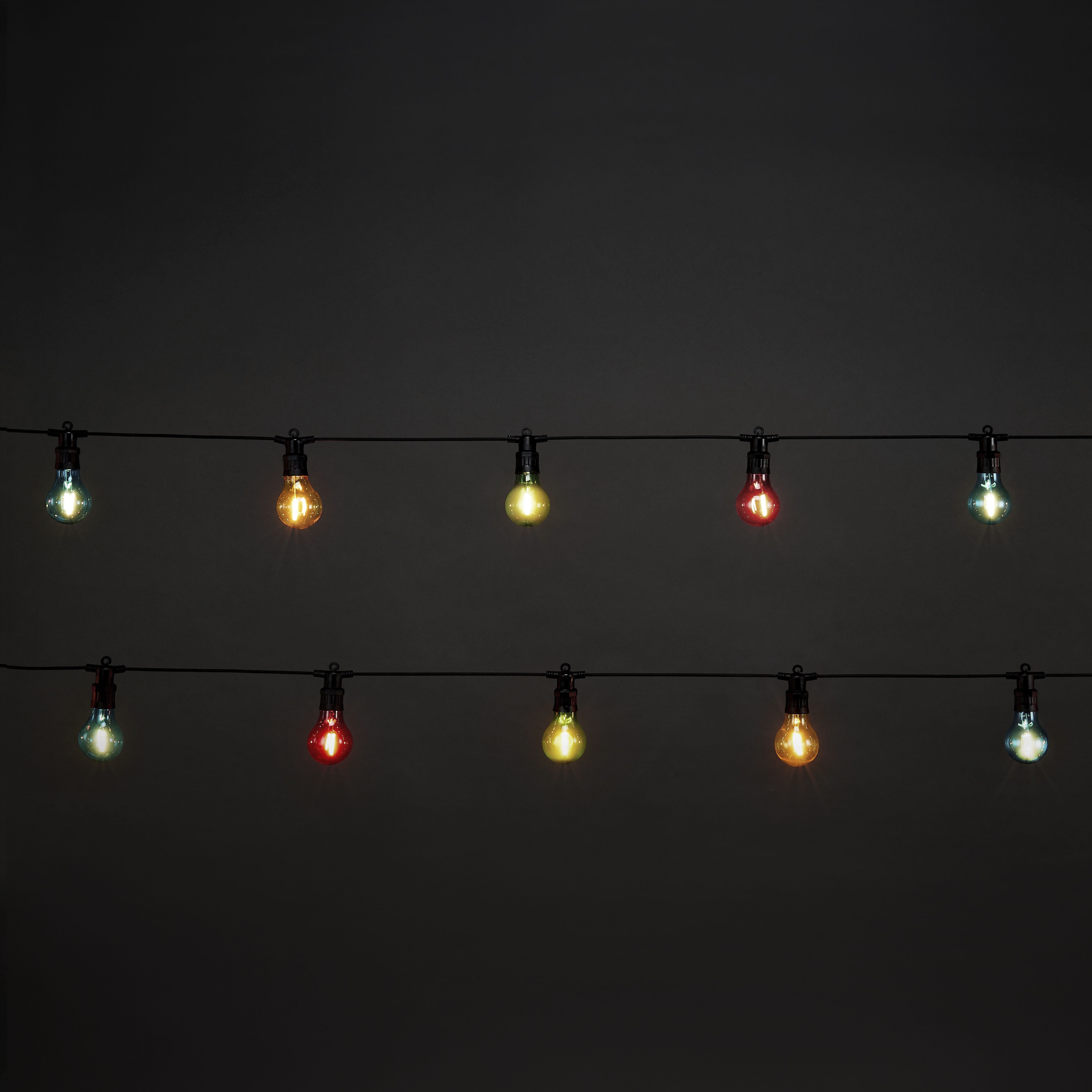 20 Warm white Festoon Connectable multicoloured LED With timer String lights Black cable