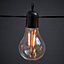 20 Warm white Vintage bulb LED String lights Black cable