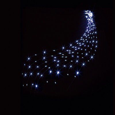 200 White Waterfall LED Net light Silver cable