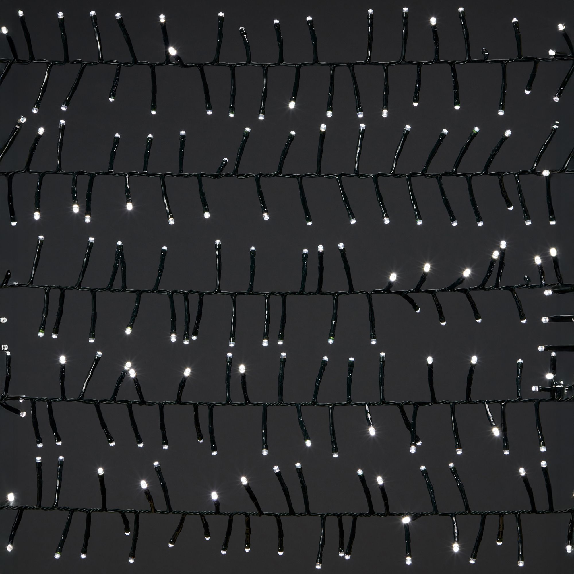 2000 Ice white Cluster LED With timer String lights Green cable