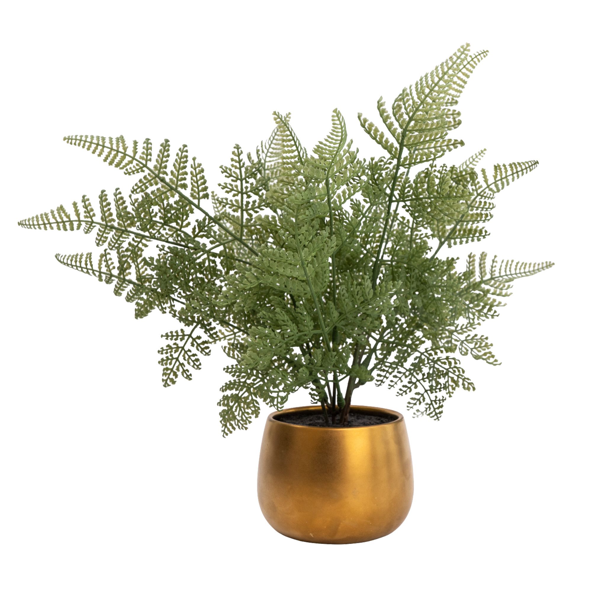 22cm Fern Artificial plant in Gold Ceramic Pot DIY at B&Q