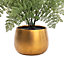 22cm Fern Artificial plant in Gold Ceramic Pot