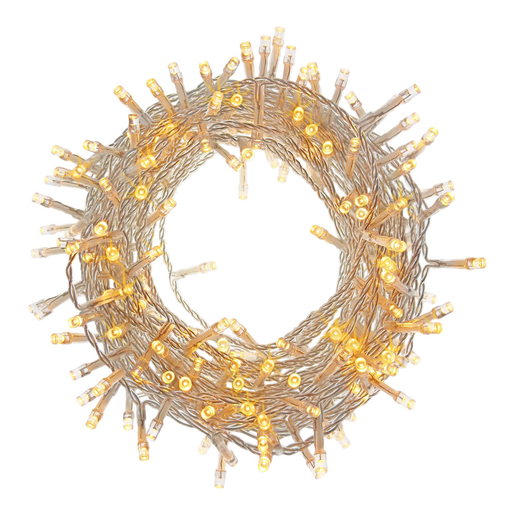 240 Warm white LED String lights With timer function Clear cable