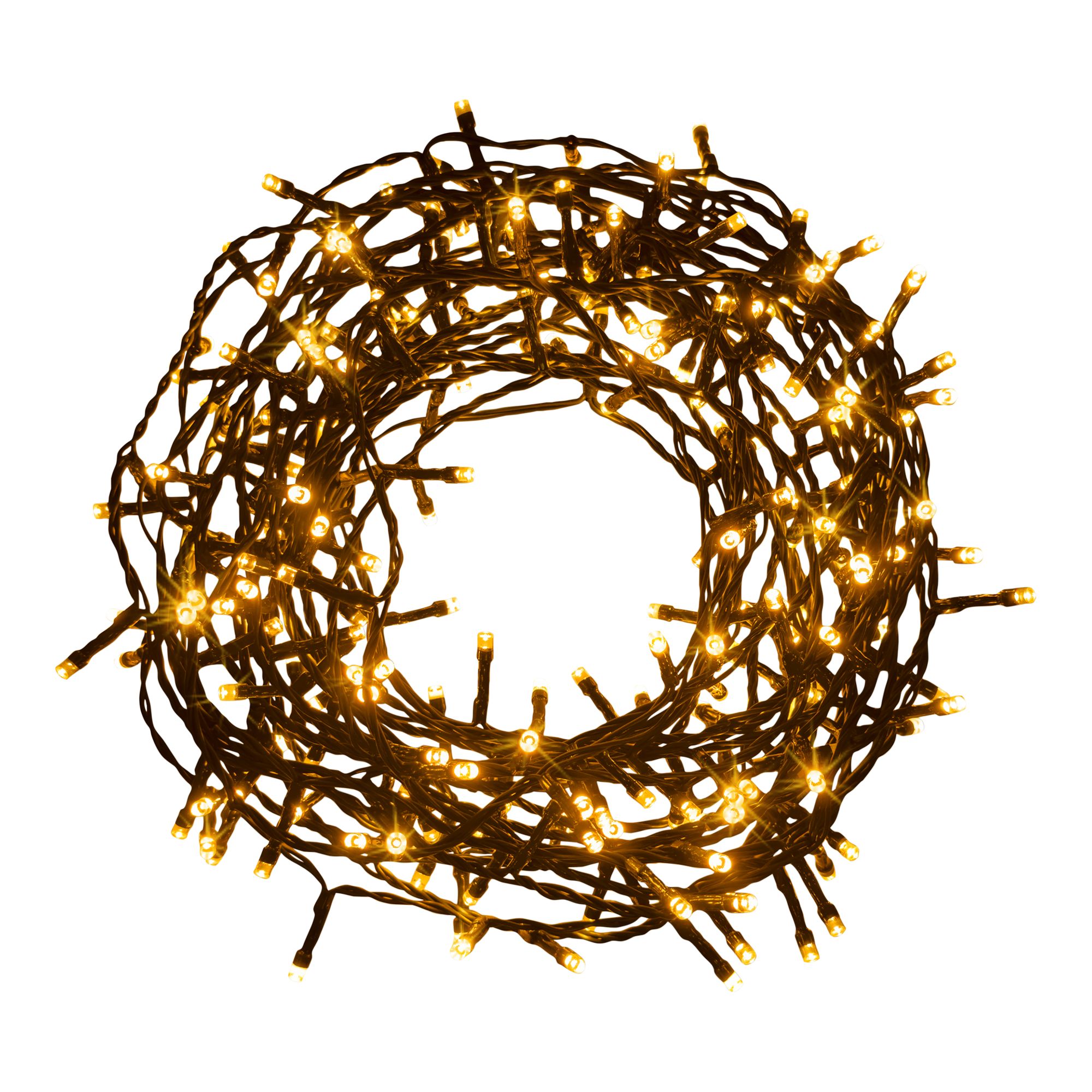 240 Warm white LED String lights With timer function Green cable