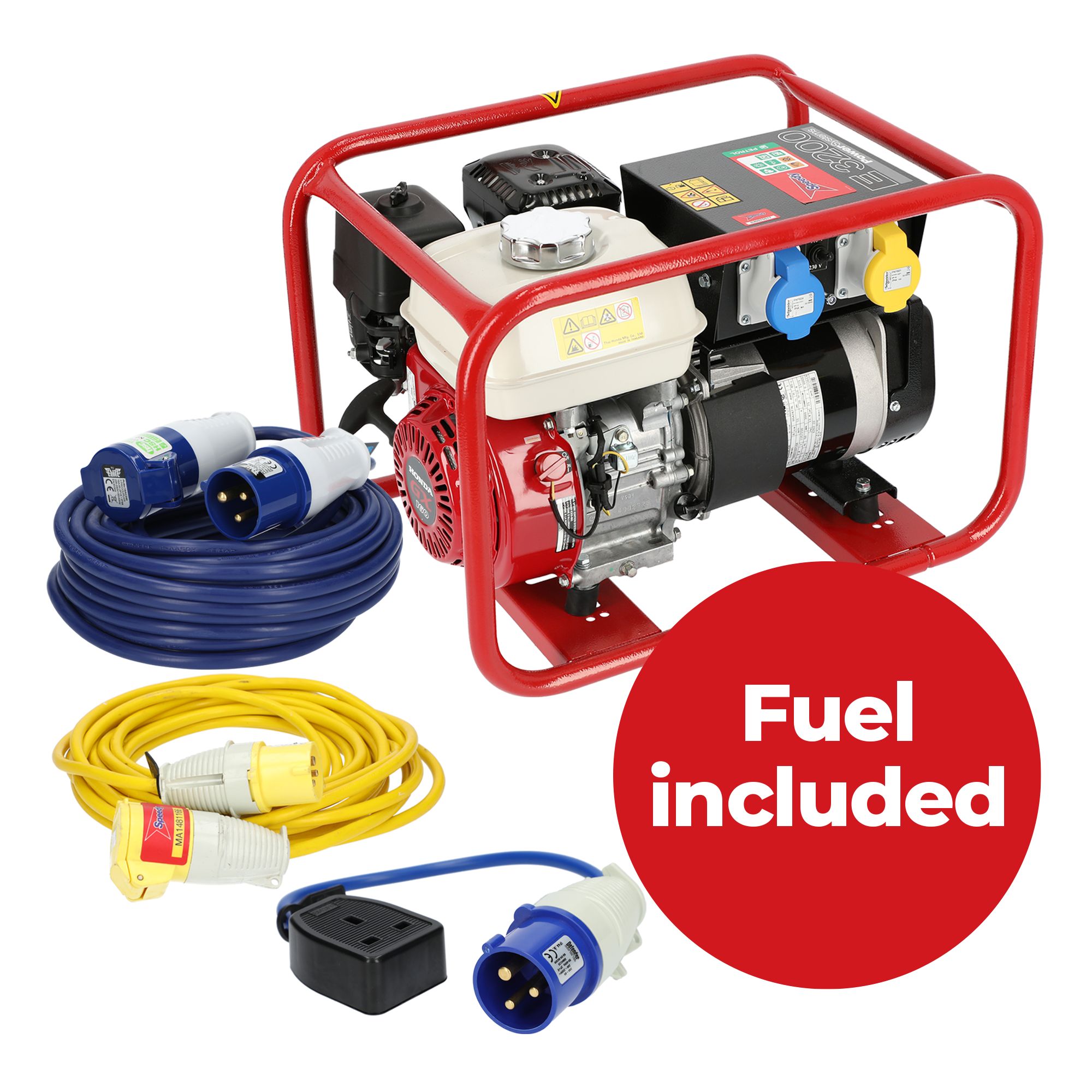 240V 2900W Petrol Generator bundle - Weekend hire