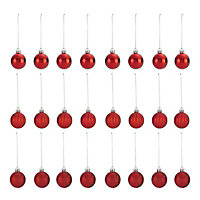 24PK BAUBLES 40MM RED