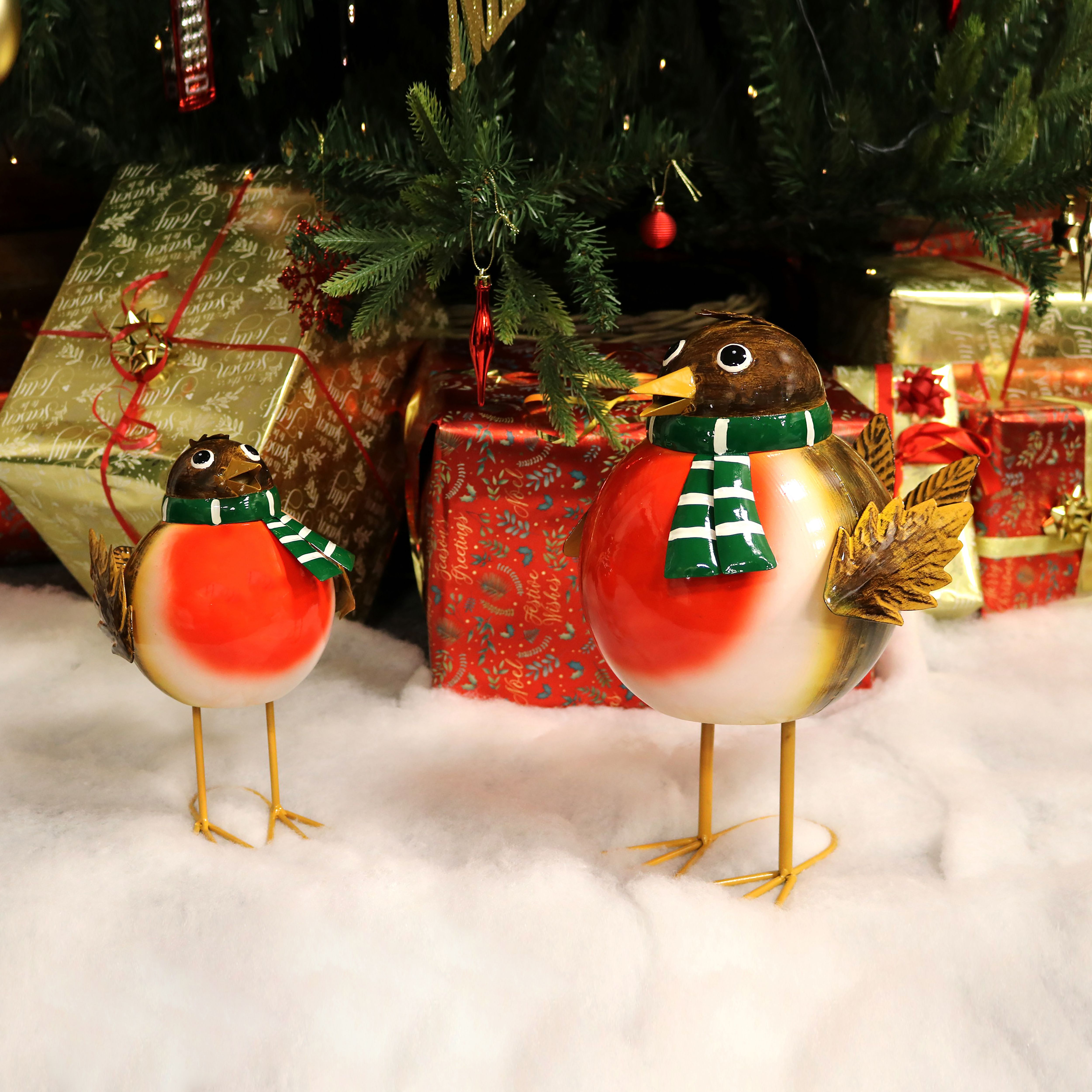 250mm Red & Brown Metal Indoor Rocking Robin Christmas decoration