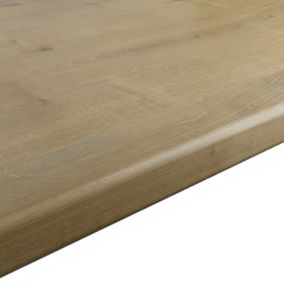 28mm OPP Matt Brown Oak effect Laminate & particle board Post-formed Kitchen Worktop, (L)2400mm