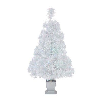2ft Oulanka Colour changing LED White & irridescent fibre optic colour changing Christmas tree Pre-lit Artificial Christmas tree