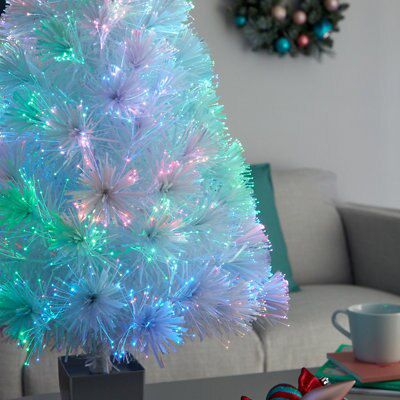 2ft Oulanka Colour changing LED White & irridescent fibre optic colour changing Christmas tree Pre-lit Artificial Christmas tree