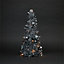 2ft Slim Warm white LED Silver tinsel Pre-lit Table top tree