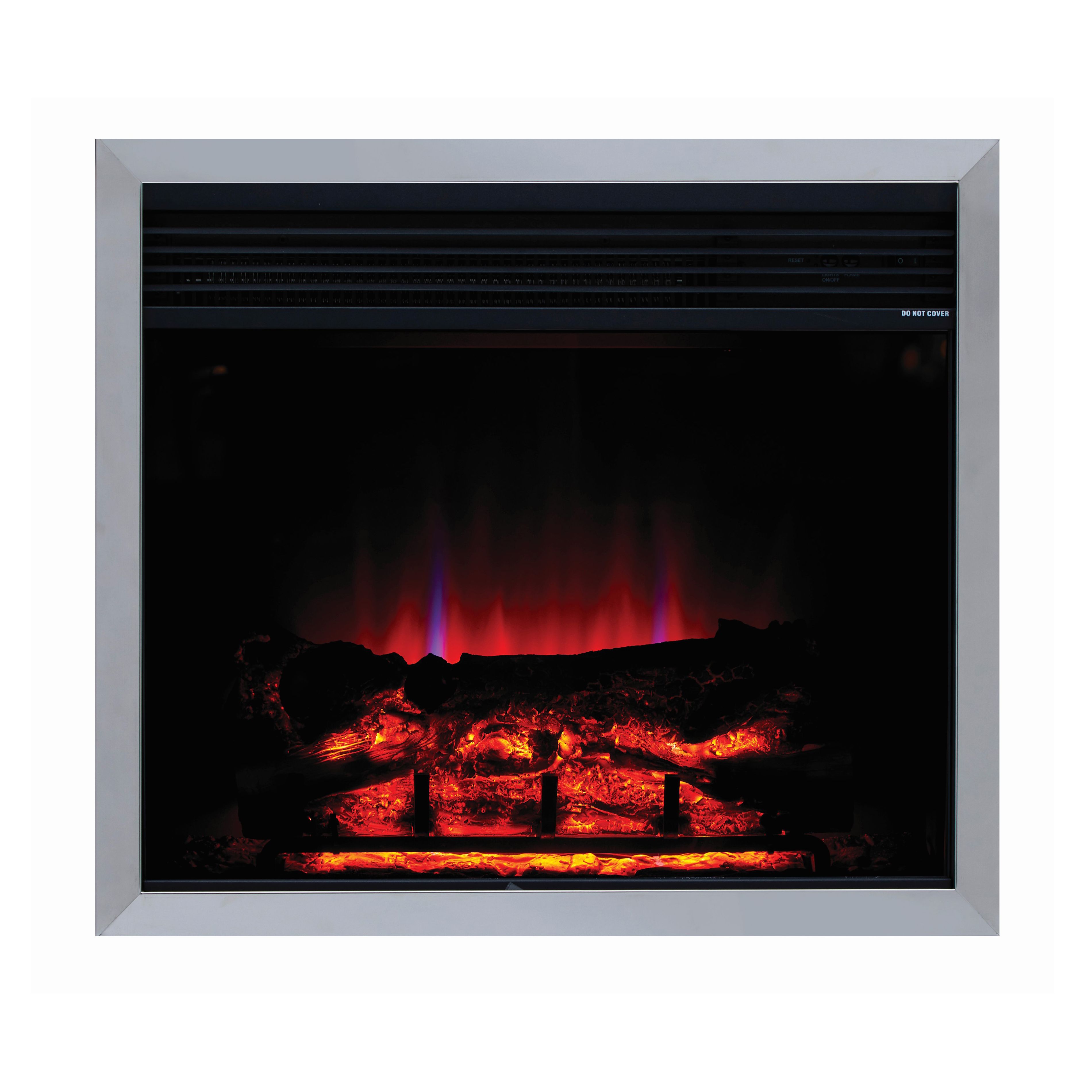 2kW Black Chrome effect Inset Electric Fire (H)610mm (W)725mm (D)155mm