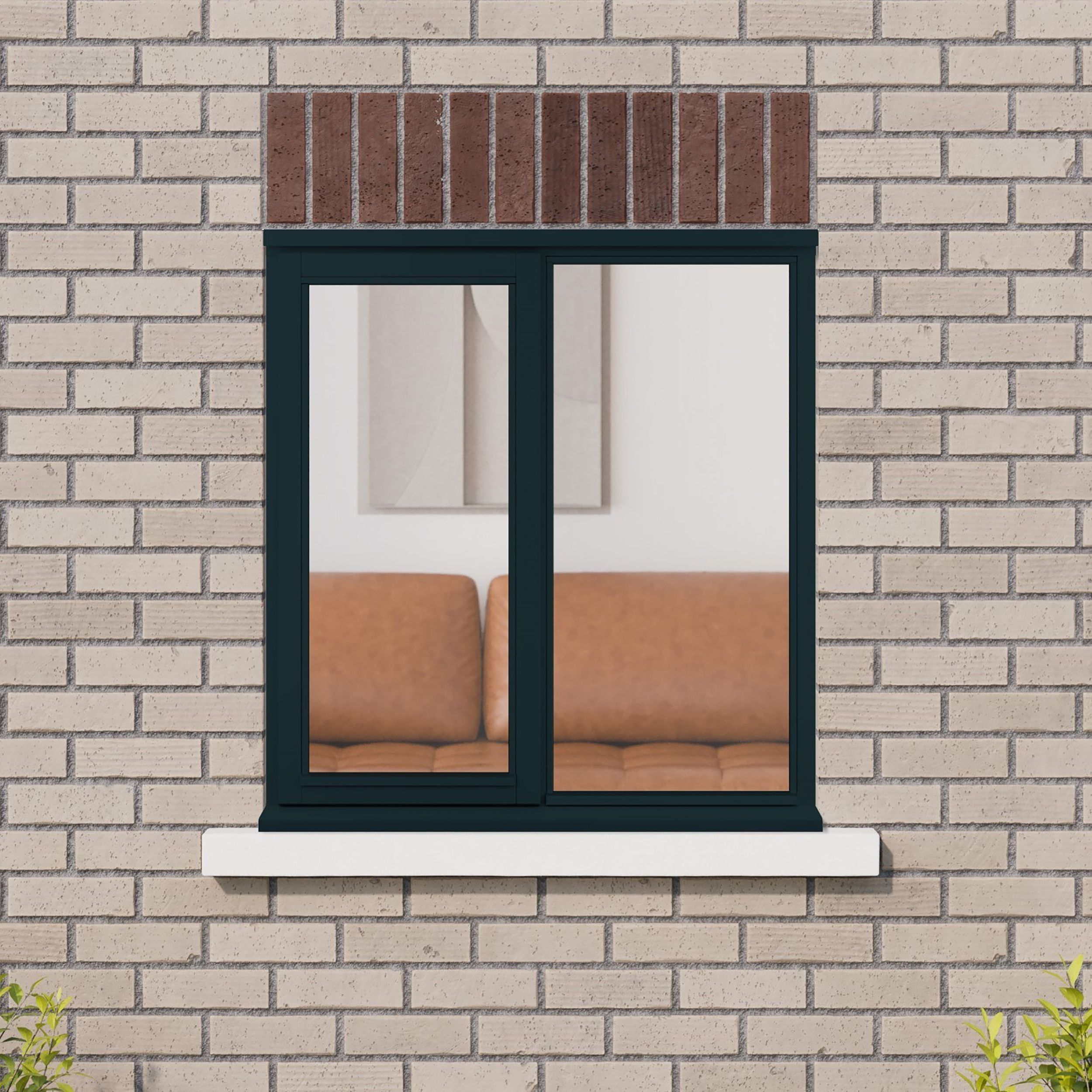 2P Clear Glazed Anthracite grey Timber Left-handed Window, (H)1195mm (W)1195mm