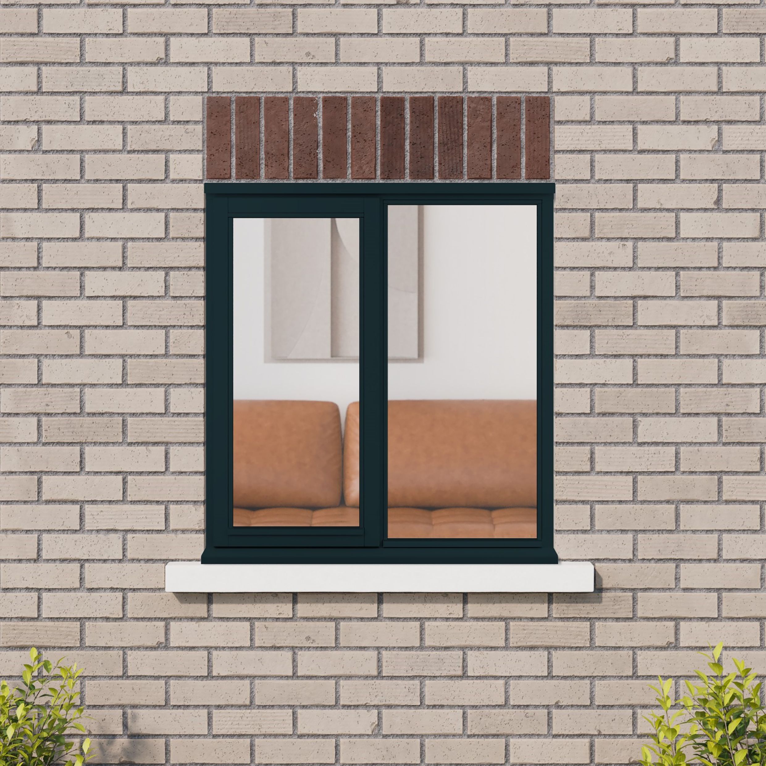 2P Clear Glazed Anthracite grey Timber Left-handed Window, (H)895mm (W)910mm