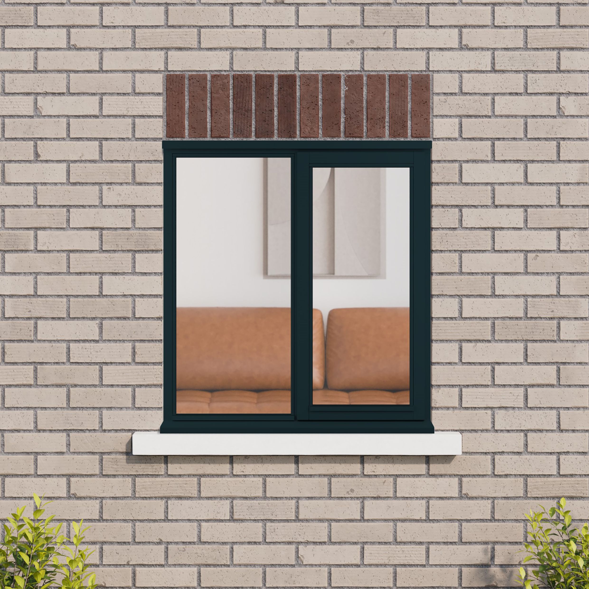 2P Clear Glazed Anthracite grey Timber Right-handed Window, (H)895mm (W)910mm