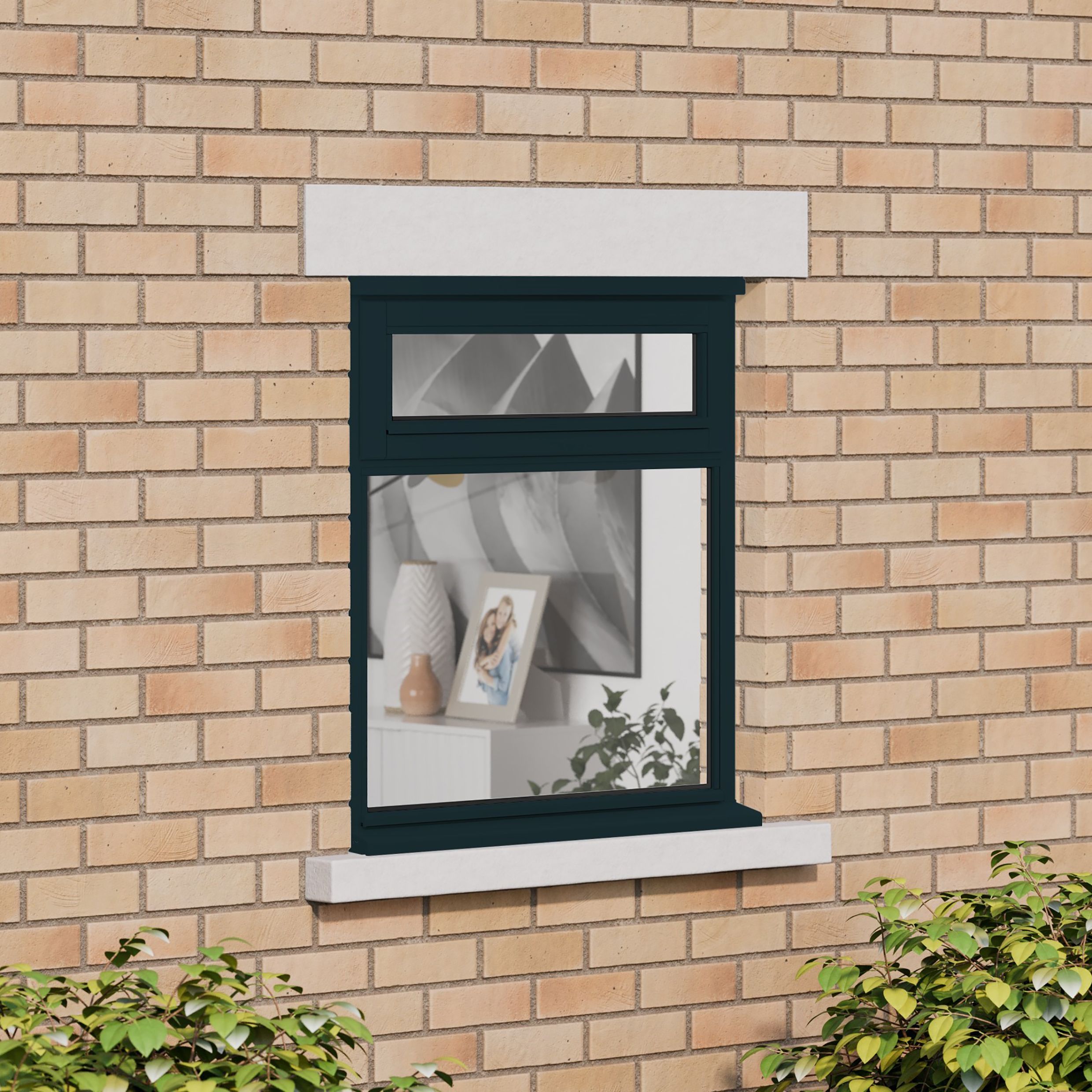 2P Clear Glazed Anthracite grey Timber Top hung Window, (H)1045mm (W)910mm