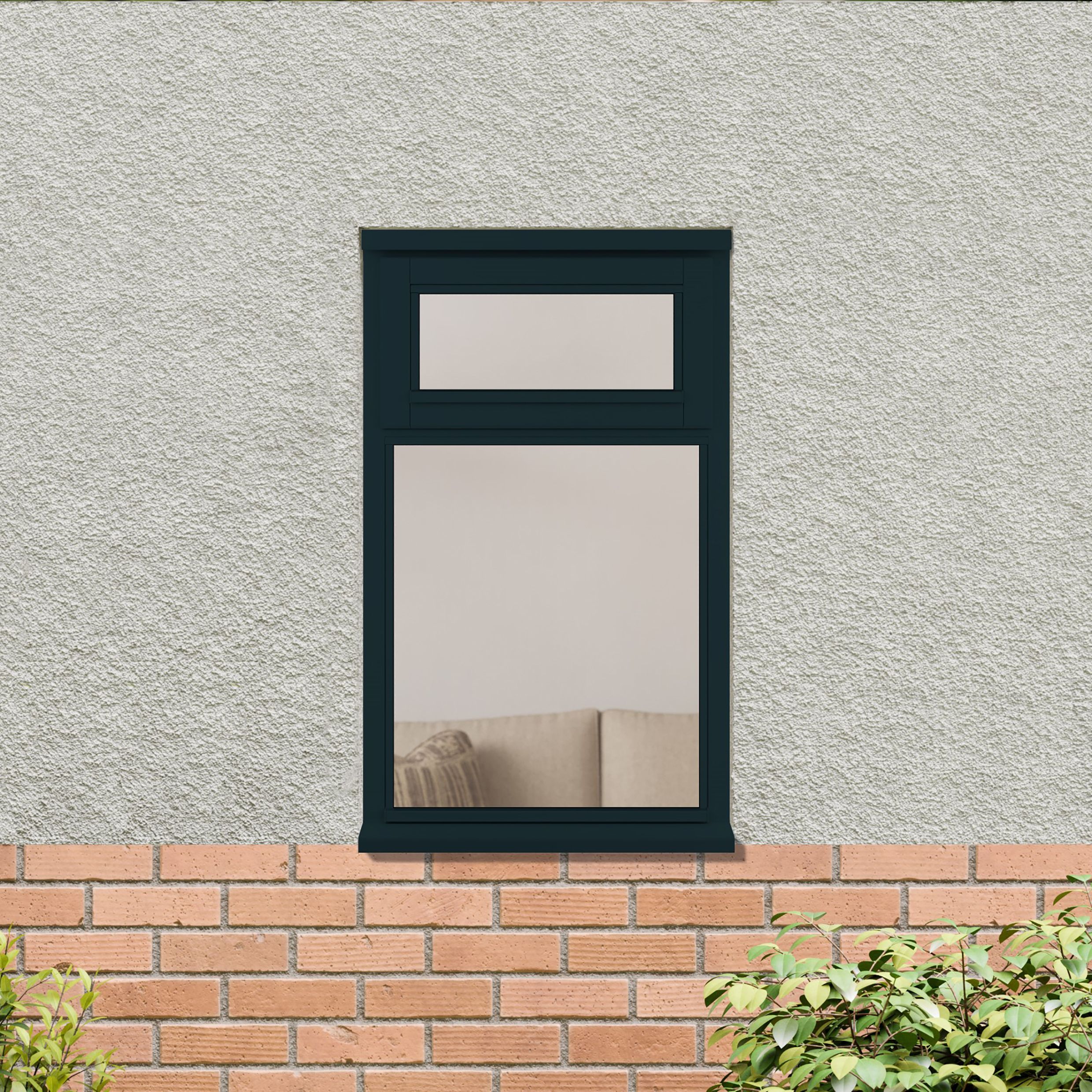 2P Clear Glazed Anthracite grey Timber Top hung Window, (H)895mm (W)625mm