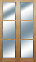 3 panel 3 Lite Clear Glazed Internal French door set, (H)1981mm (W)579mm
