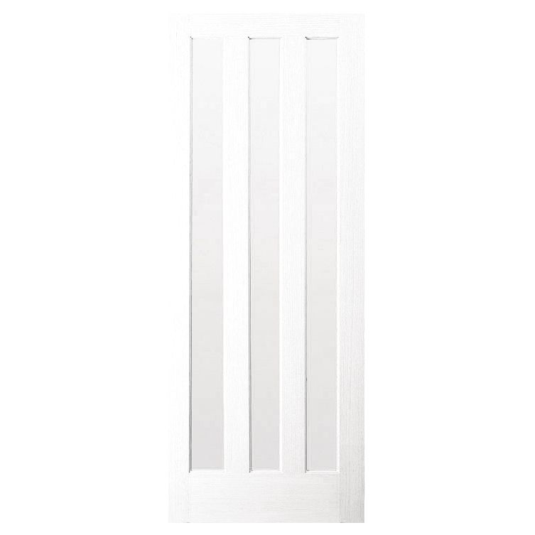 3 panel Glazed White Internal Door, (H)1981mm (W)838mm (T)35mm